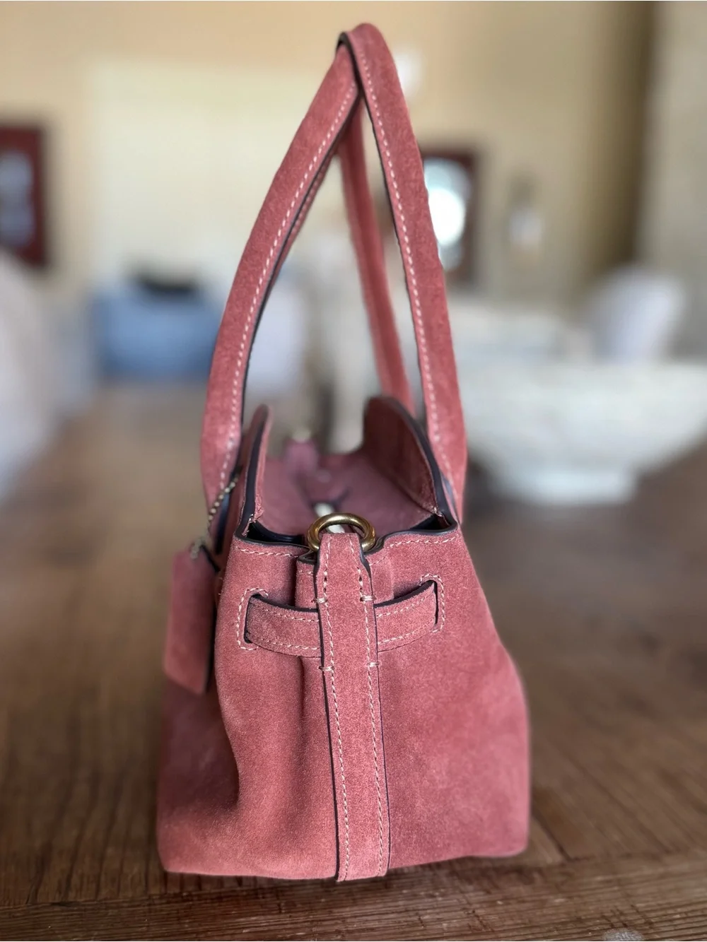 COACH Soft Empire 21 Bag in Clay Suede